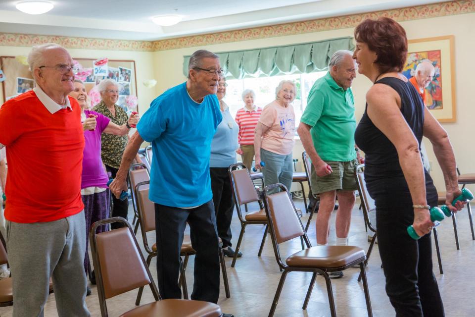 Residents enjoying a exercise workout.