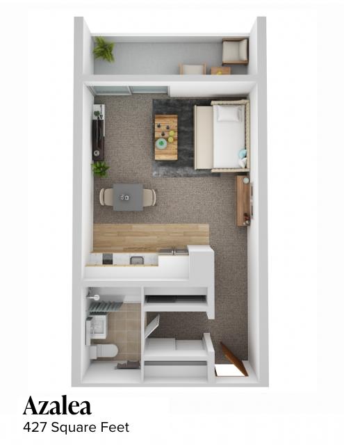 studio floor plan, 427 square feet