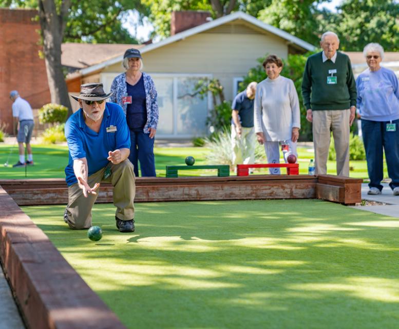 Group of friends playing bocce ball