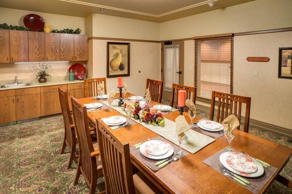 Private dining room with eight place settings